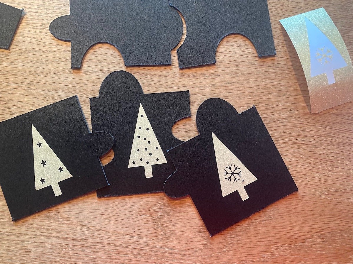 cricut diy coaster faux cuir leather Noël table dorée noire