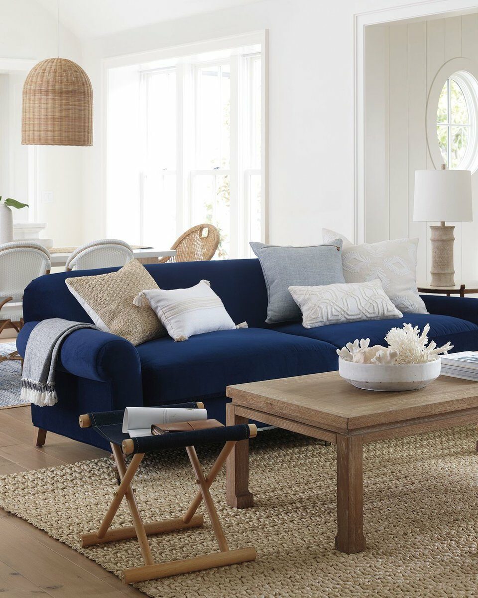 décoration intérieure bleu marine bords de mer tapis suspension fibres naturelles