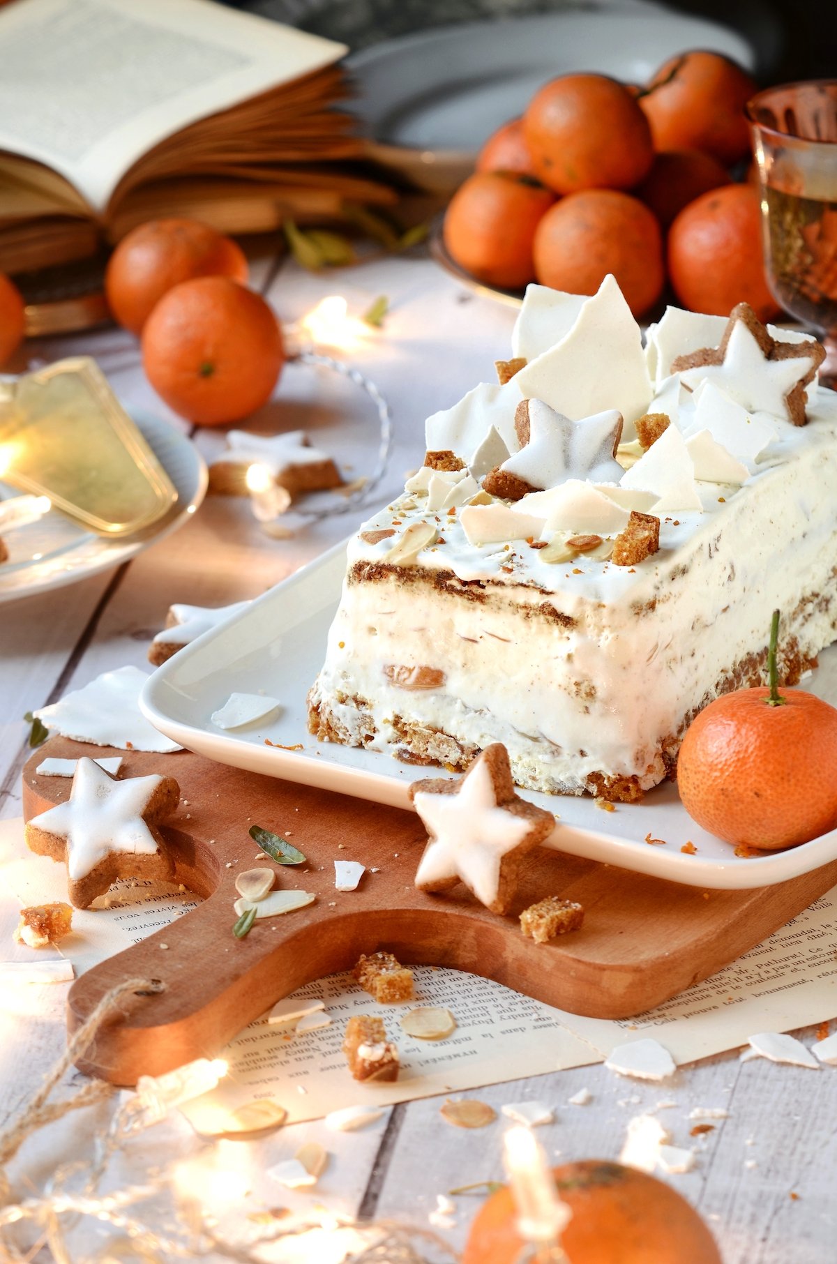 recette bûche de Noël clémentine amande effilée gourmande