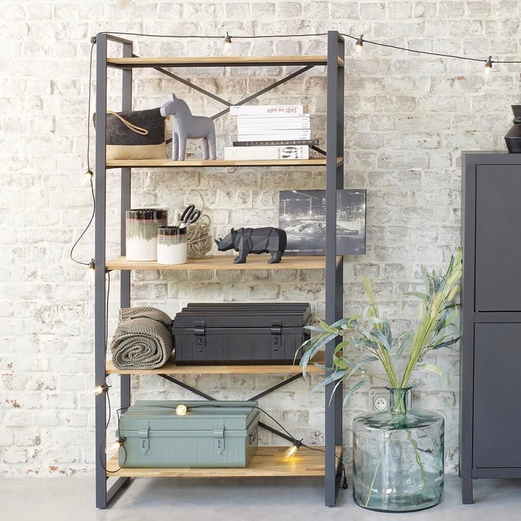 étagère bibliothèque style loft industriel bois métal