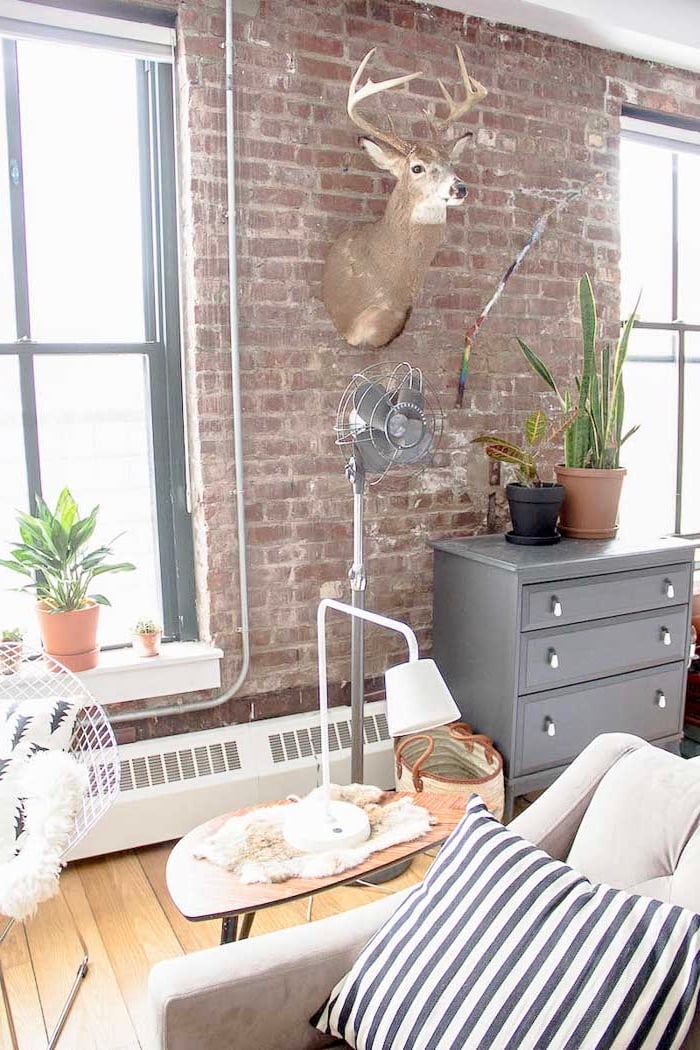 loft atelier ancienne usine tête de cerf mural