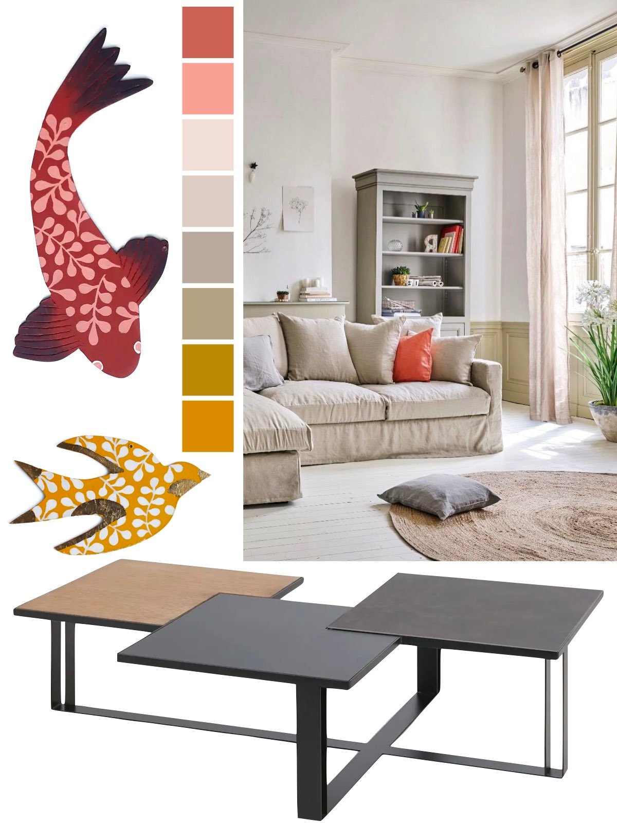 meuble salon fabriqué en France canapé lin table basse