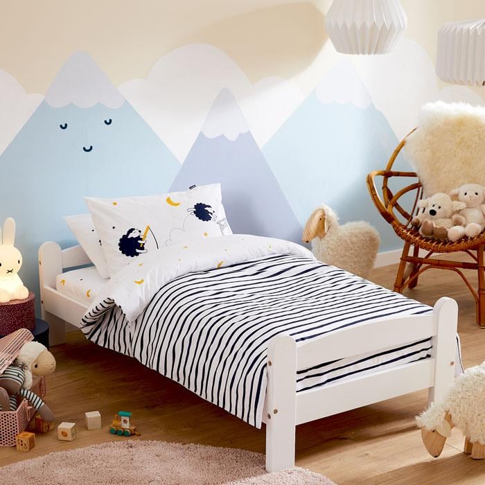 parure house couette coton bio enfant made in France rayure mouton chambre montagne