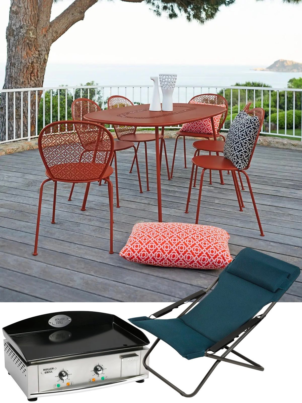 table de jardin rouge brique terracotta terrasse design