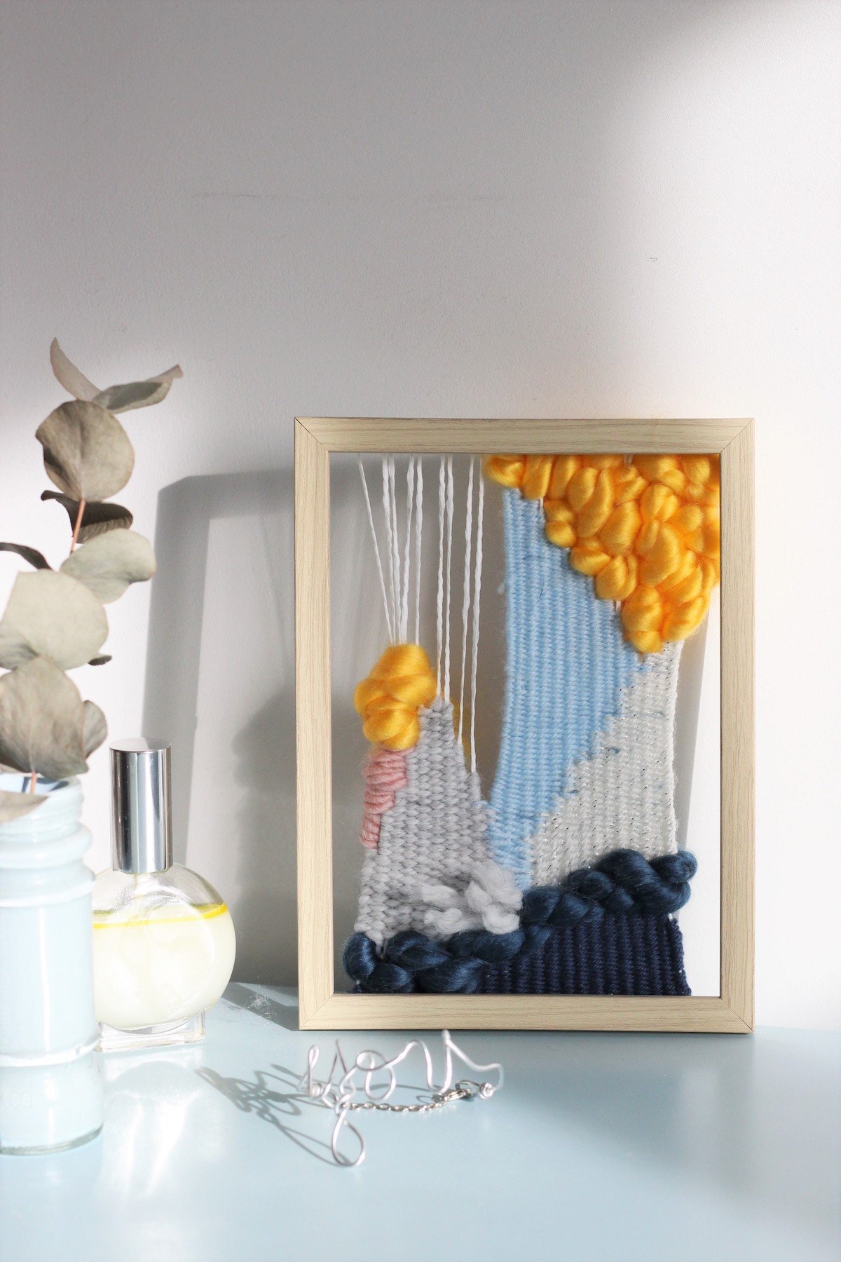 cadre tissé broderie murale décoration diy blog clemaroundthecorner