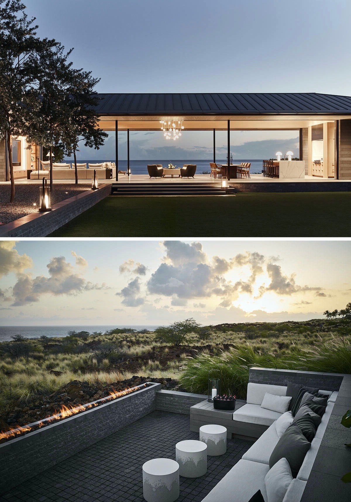 maison toit terrasse Hawaï pierre de lave