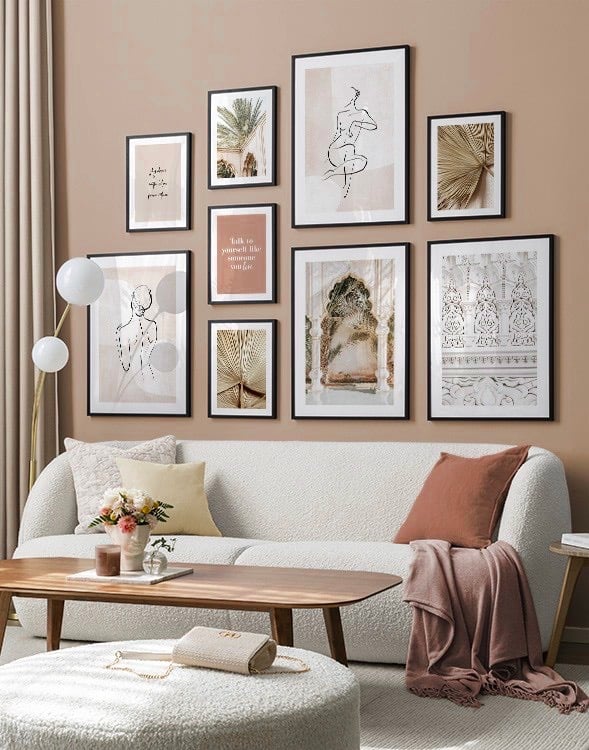 salon nude canapé bouclette rond blanc