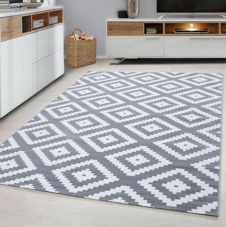 tapis gris graphique chambre ado moderne original pas cher