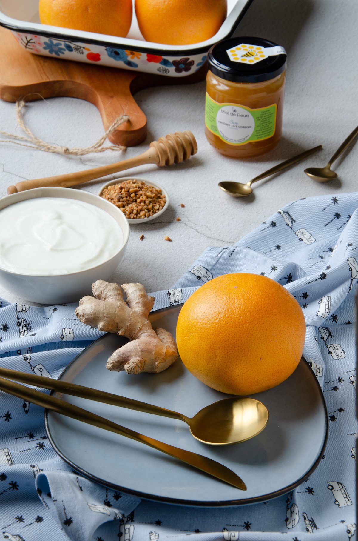 agrume au gingembre rôti au four miel