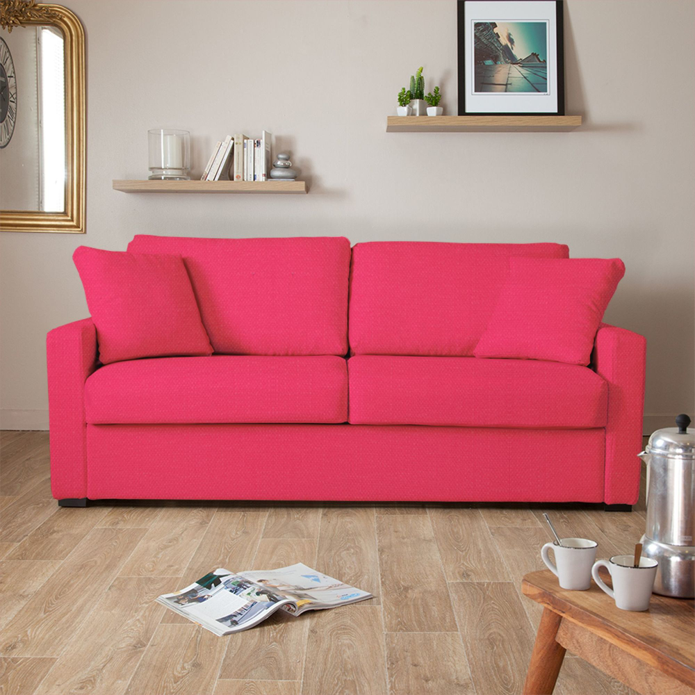 canapé convertible rose parquet bois miroir laiton