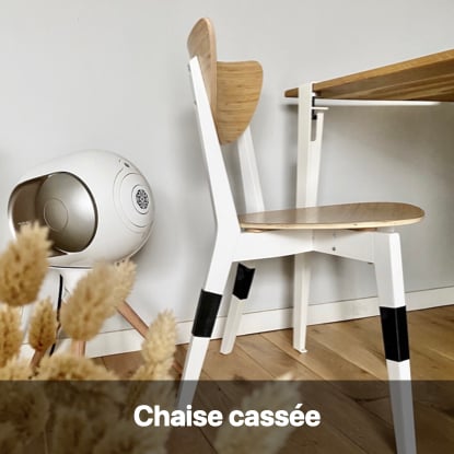 chaise pied cassé réparer adhésif solide