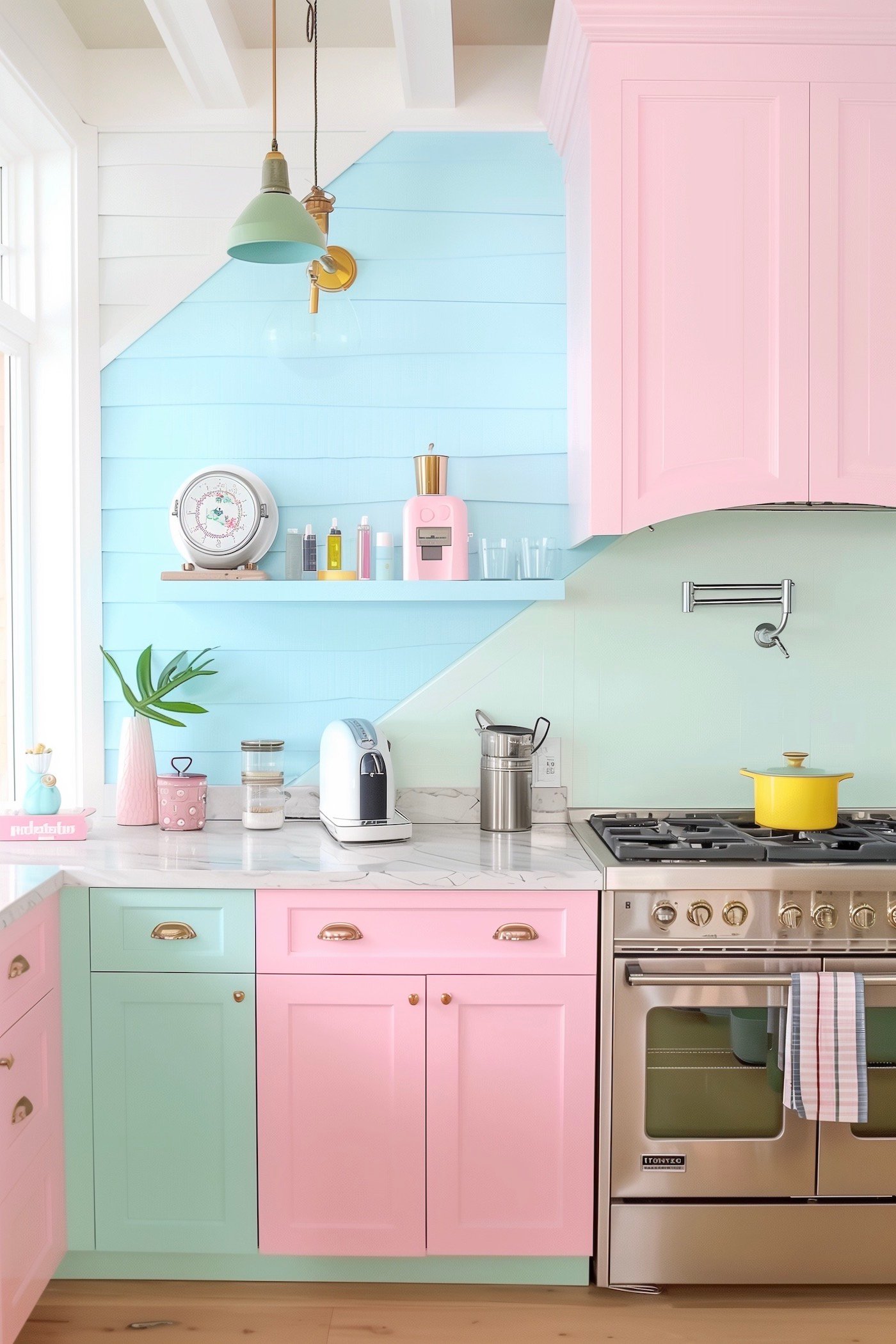 décoration cuisine pastel multicolore pop - blog déco