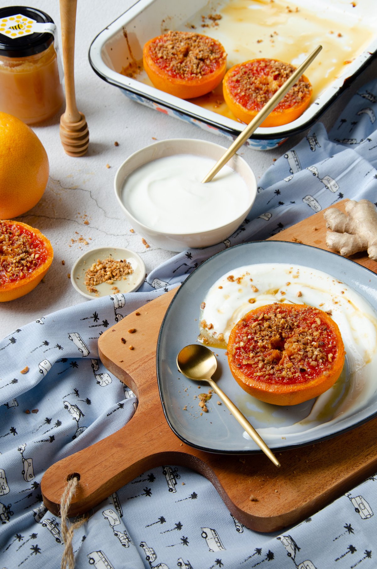 dessert sain équilibrée recette pamplemousse roti au four