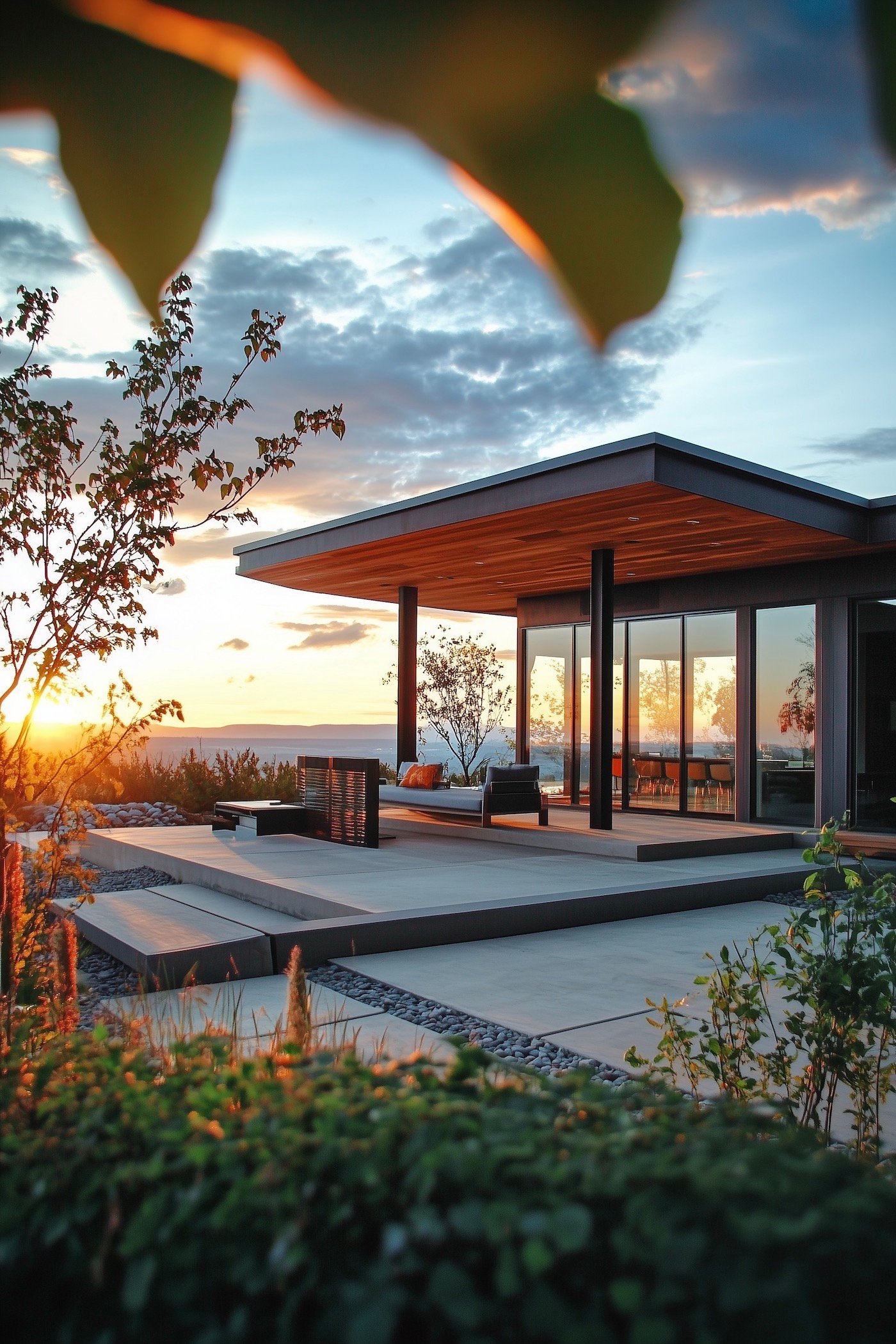 maison moderne villa terrasse bois baie vitrée