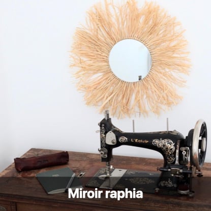 miroir raphia façon masque africain déco ethnique diy