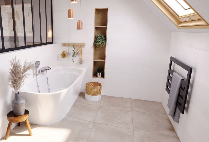 aménagement baignoire suite parentale sous toit combles