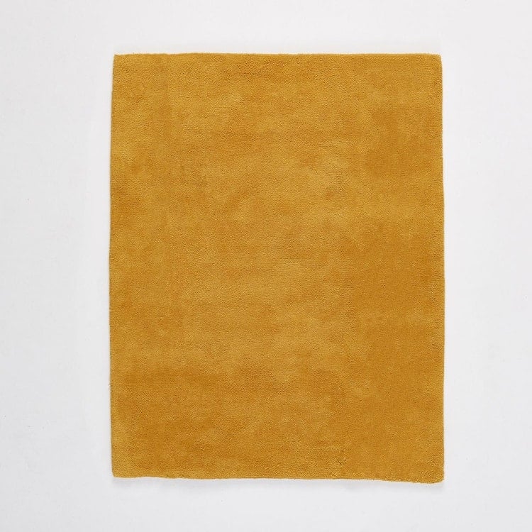 déco jaune tapis uni moelleux poil long