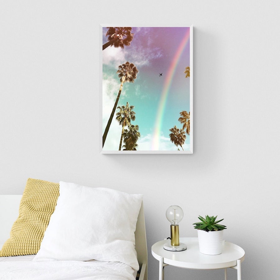déco palmier poster chambre ado Hollywood arc-en-ciel