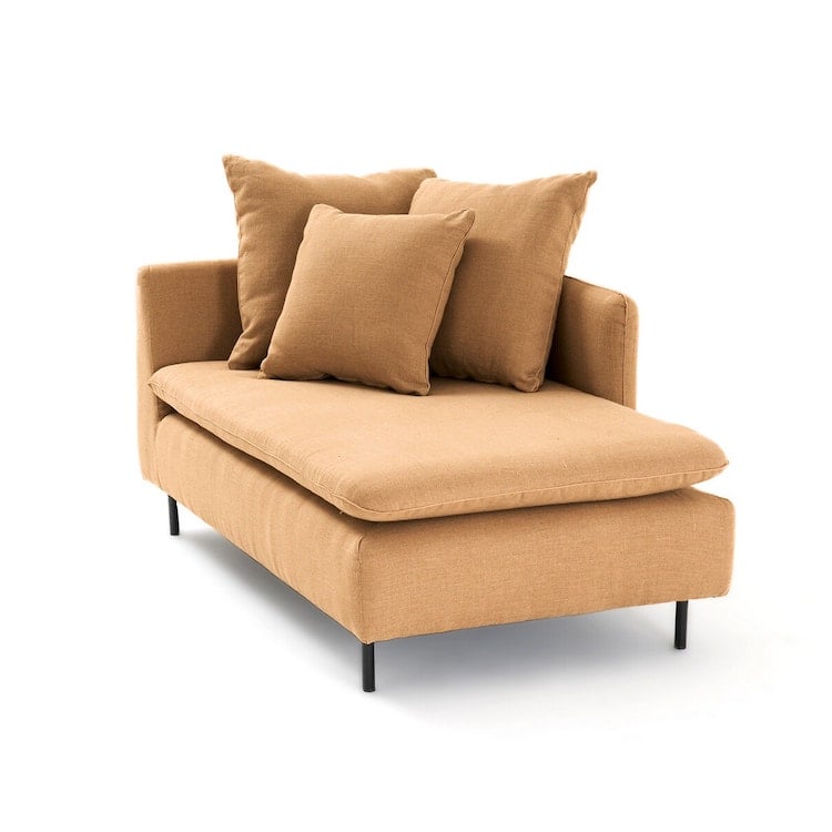 méridienne ocre confortable pas cher coussin