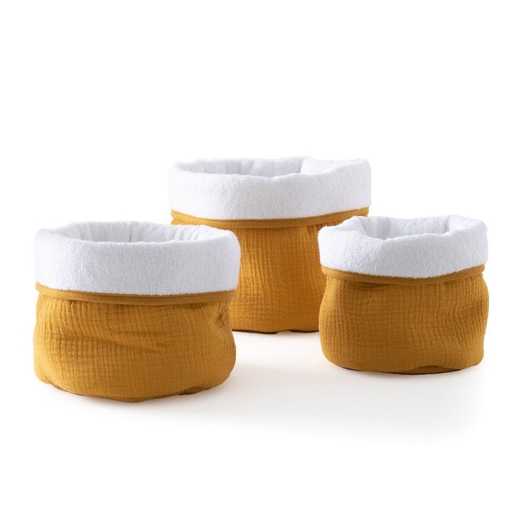 panier rangement gaze de coton affaire nourrisson table à langer