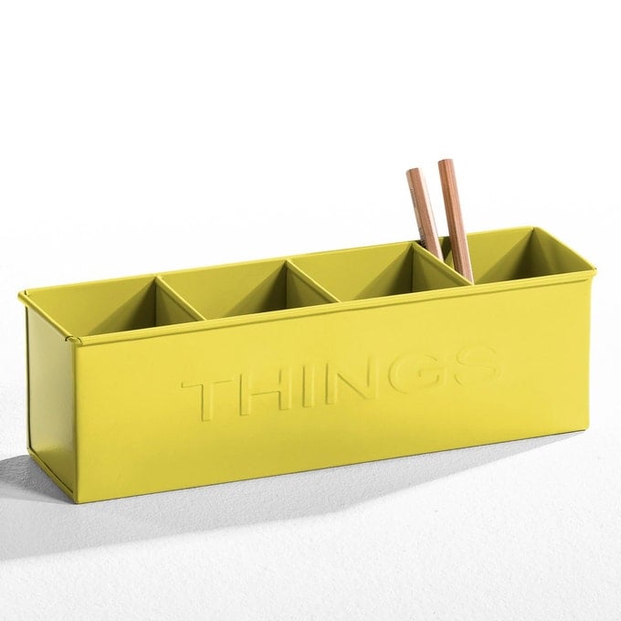 porte crayon organiseur bureau jaune métallique