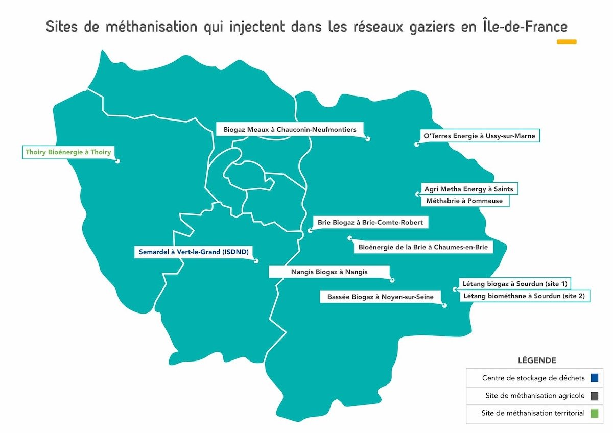 carte production gaz vert transition énergétique paris biométhanisation