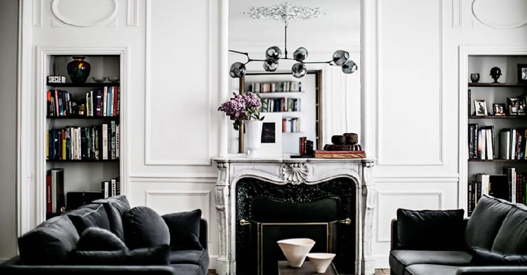 Miroir sur cheminée en marbre rectangulaire idée décoration 