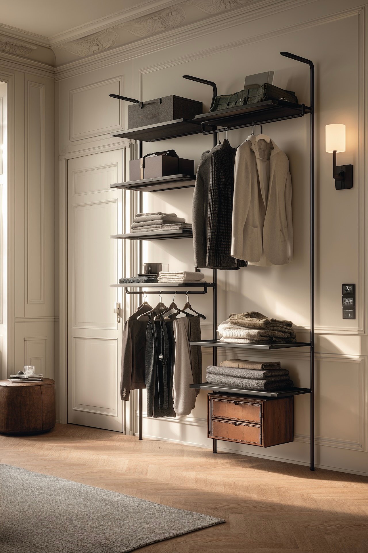 appartement haussmannien chambre mobilier moderne industriel