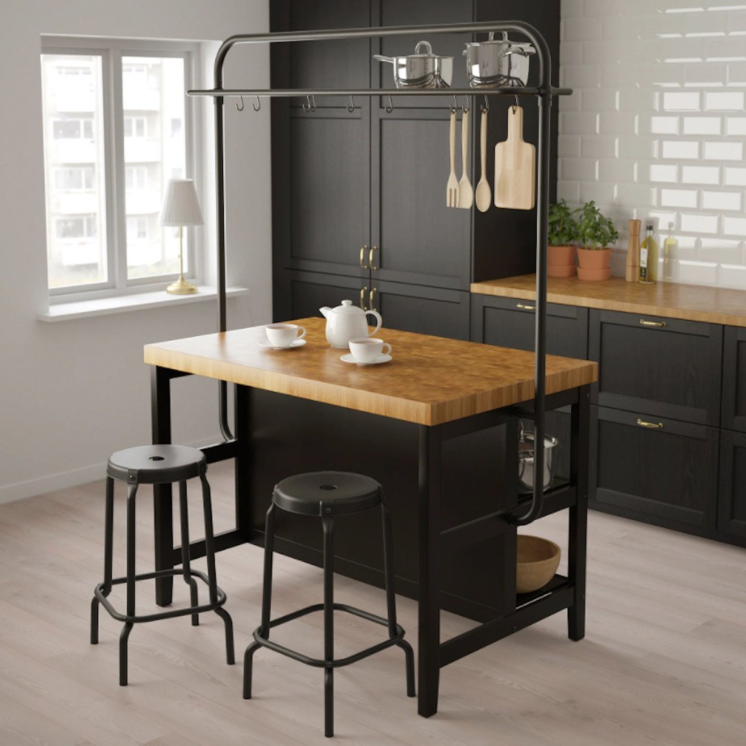ilot central noir bois cuisine moderne ikea maison