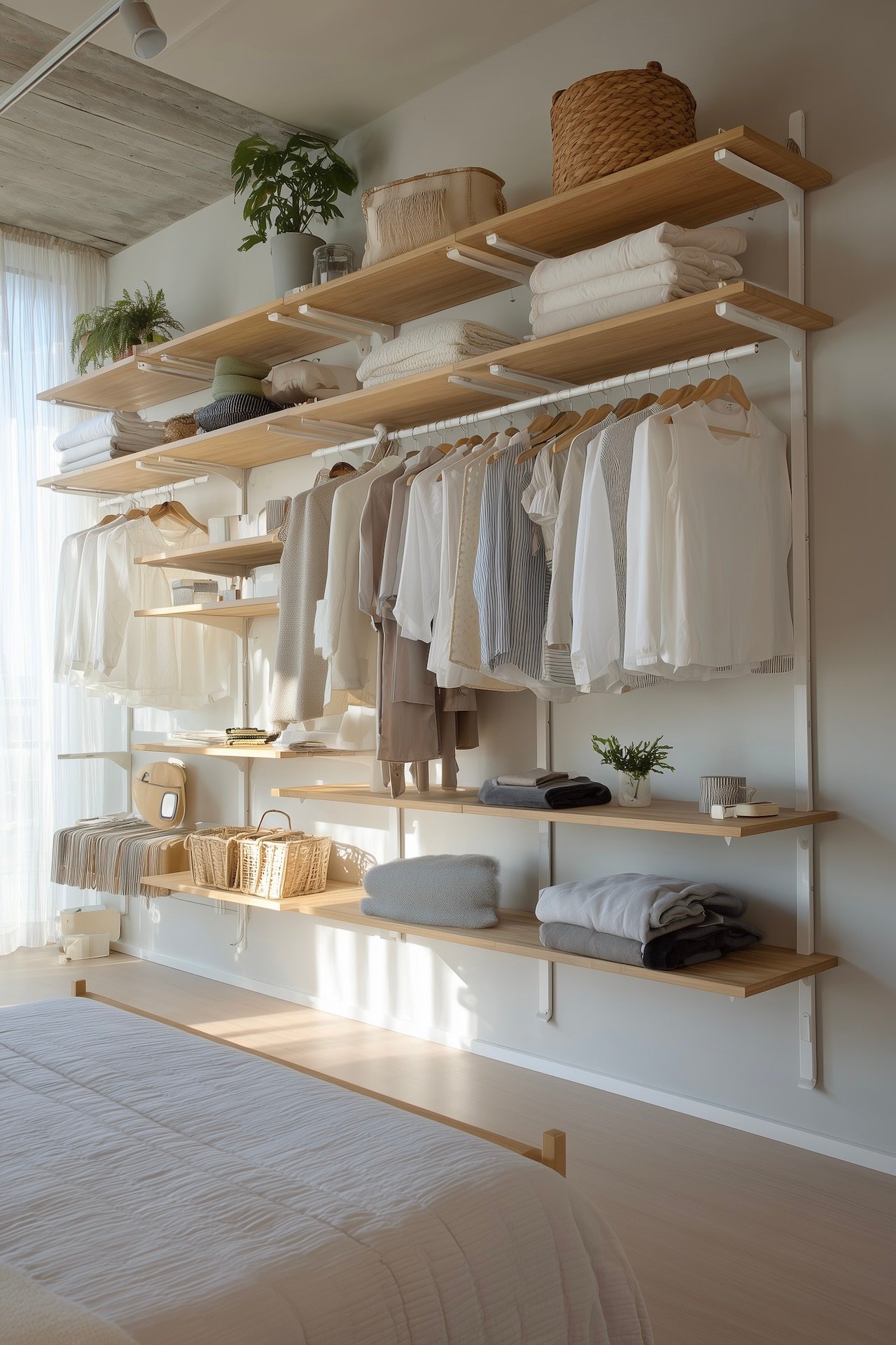 portant à vêtements modulable style scandinave ouvert