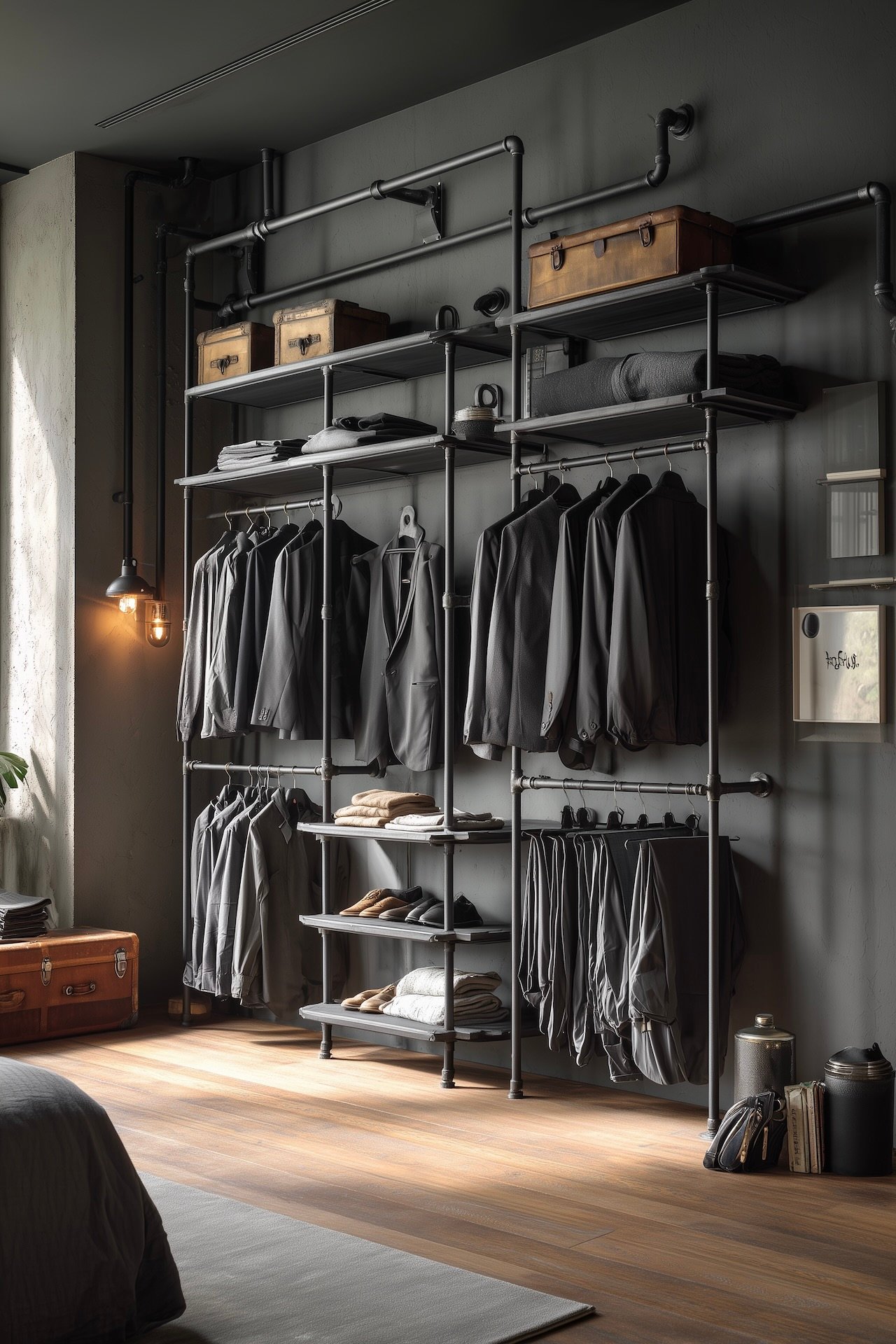 portant à vêtements modulable tube acier style loft