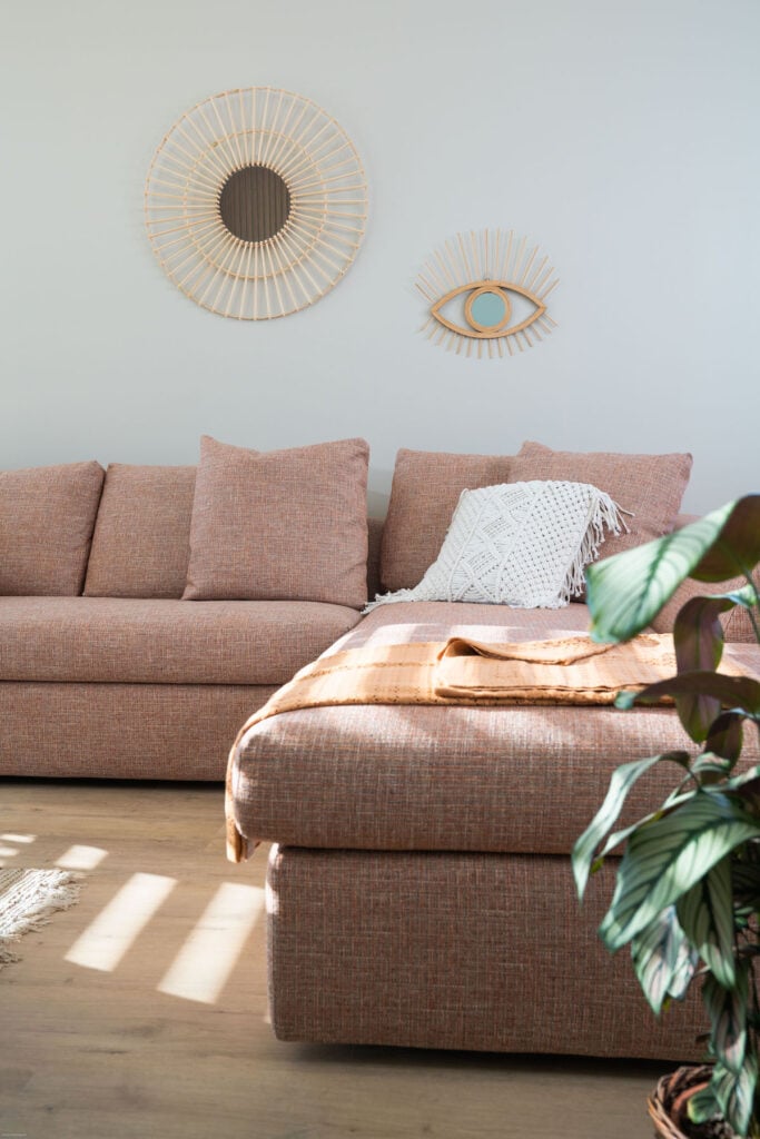 tendance bohème scandinave mur de miroir rotin osier forme oeil