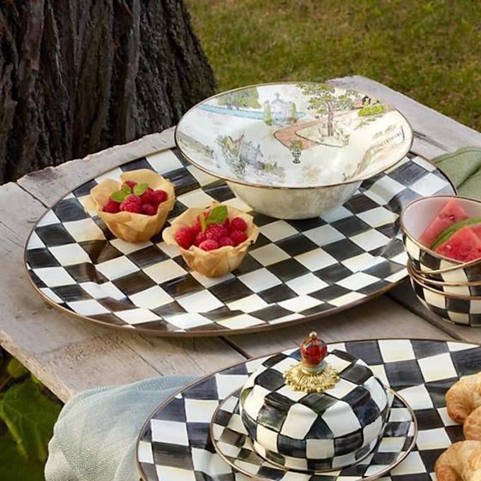 vaisselle damier deco pique nique assiette plate bol