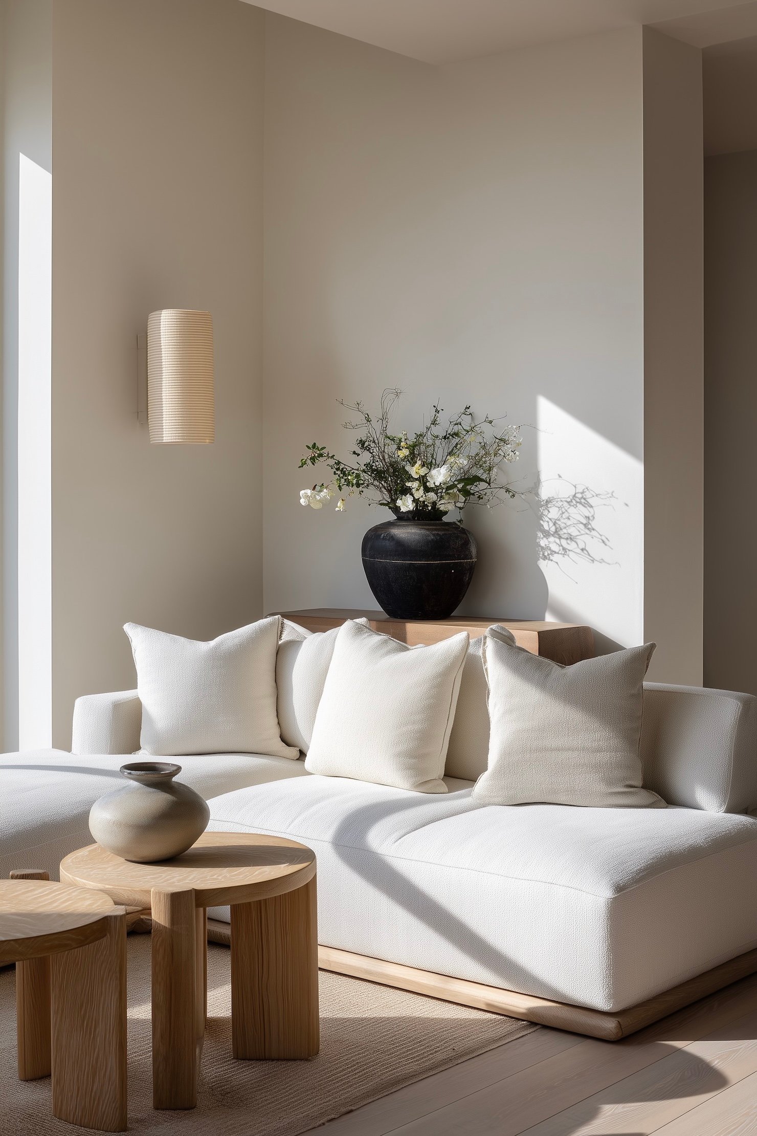 apporter cachet intérieur matière naturelle séjour blanc bois