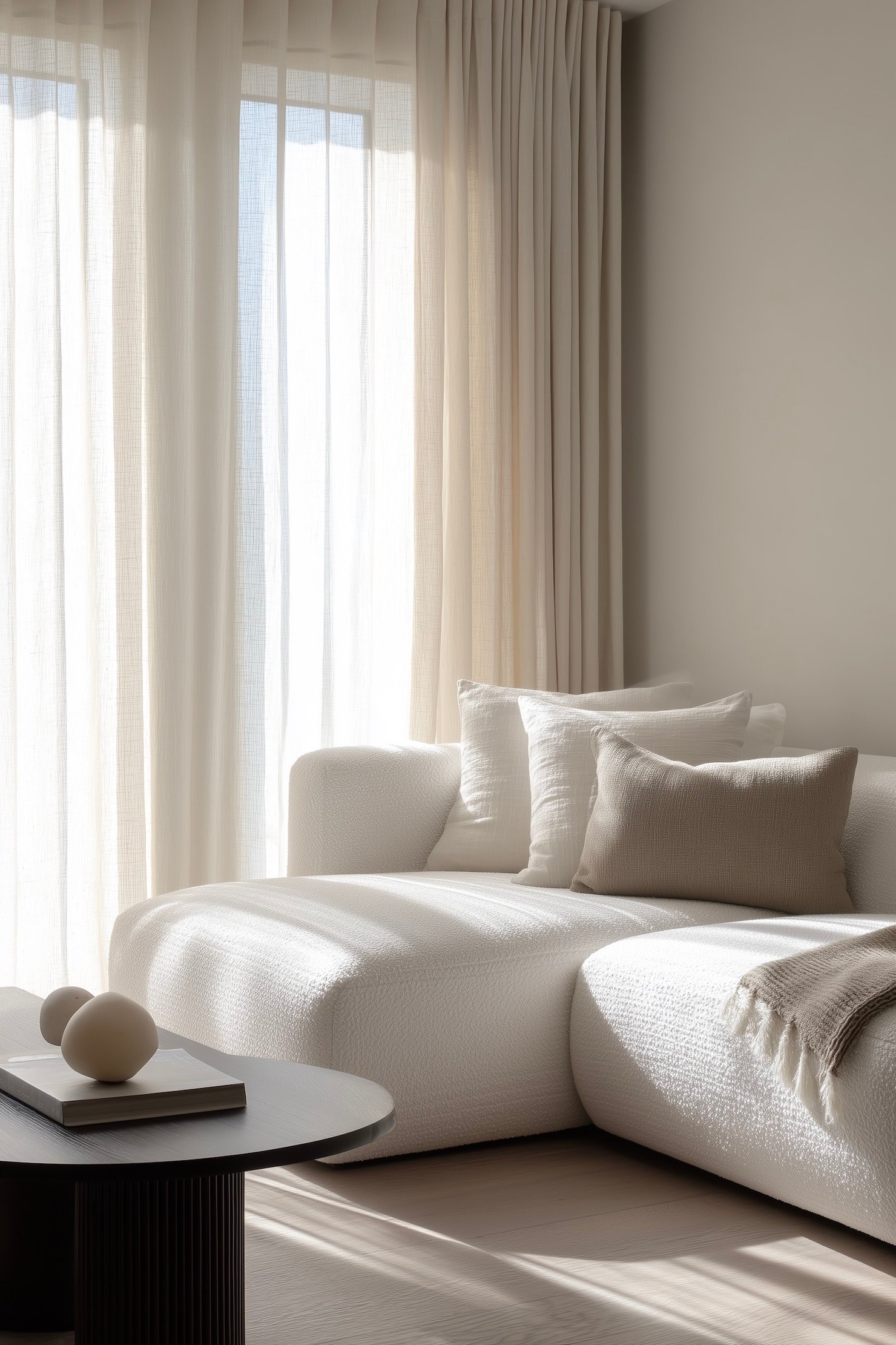 canapé lit n L blanc bouclettes design