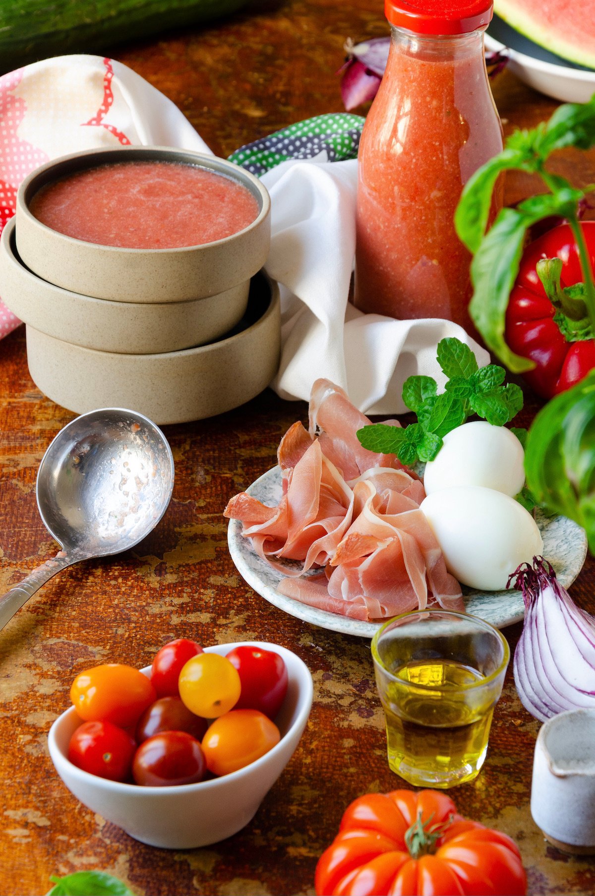 que faire avec concombre pastèque tomate poivron jambon cru