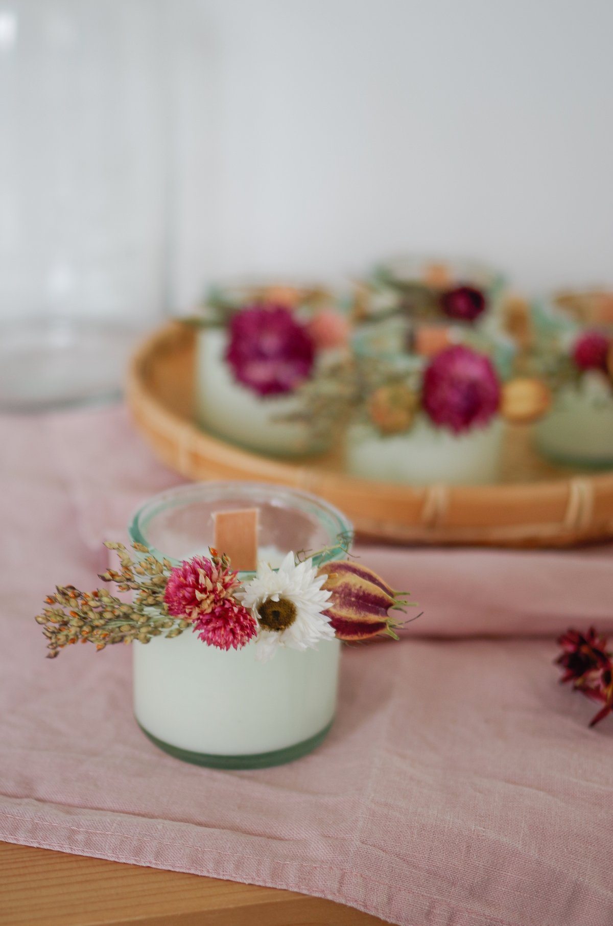 centre table fait-main bougie invité mariage