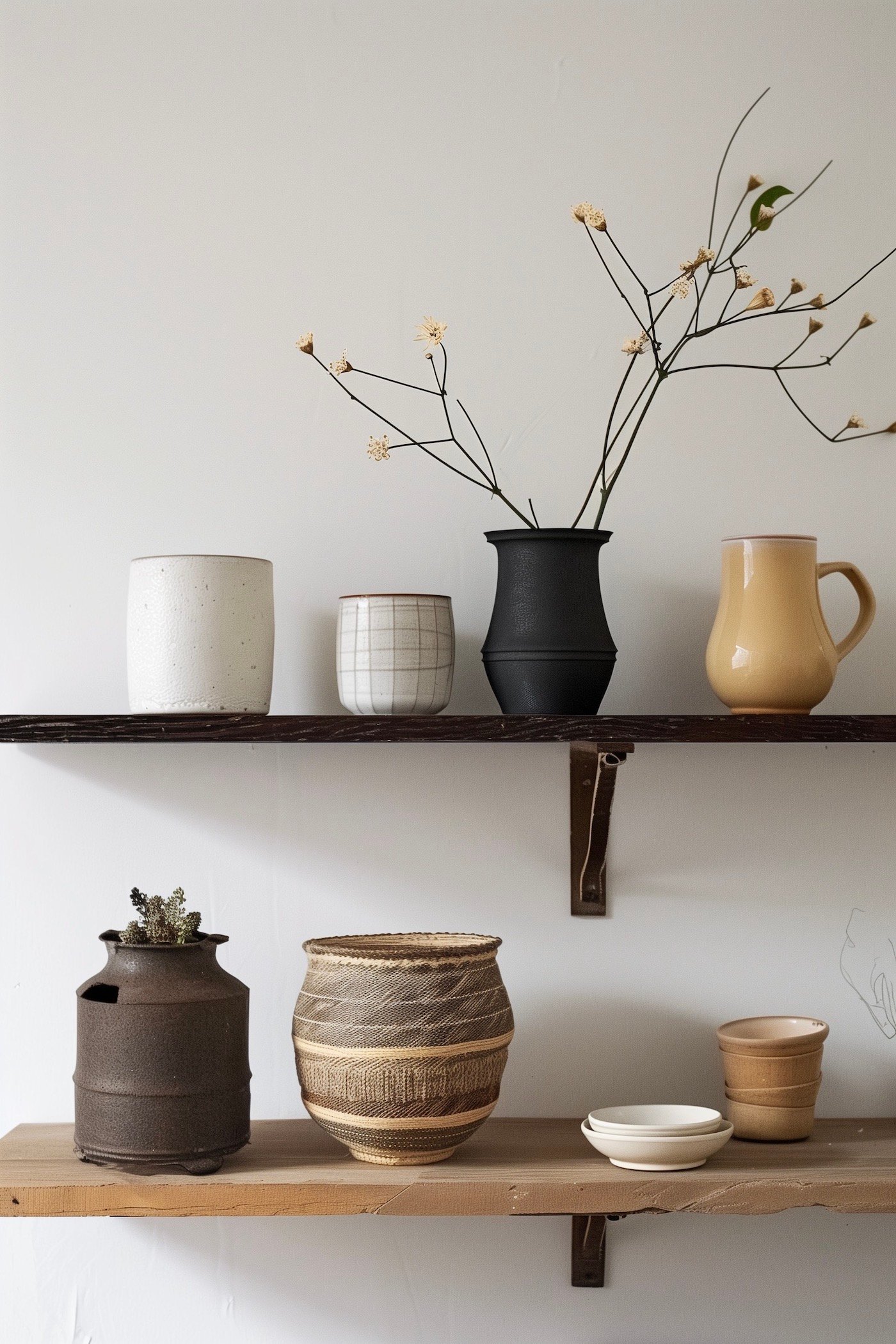 étagère bois artisanat céramique pot fait-main