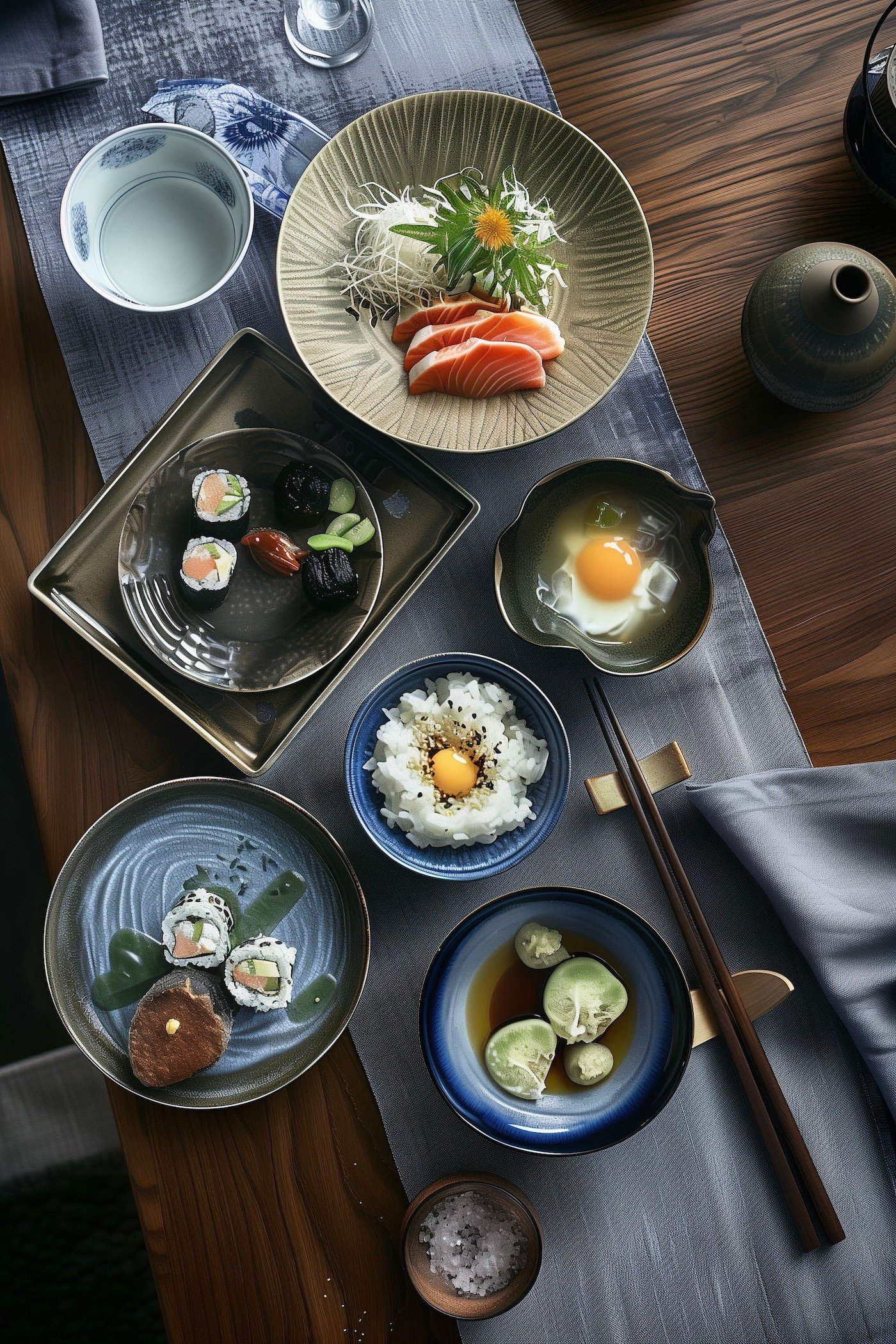 menu repas japonais traditionnel flat lay