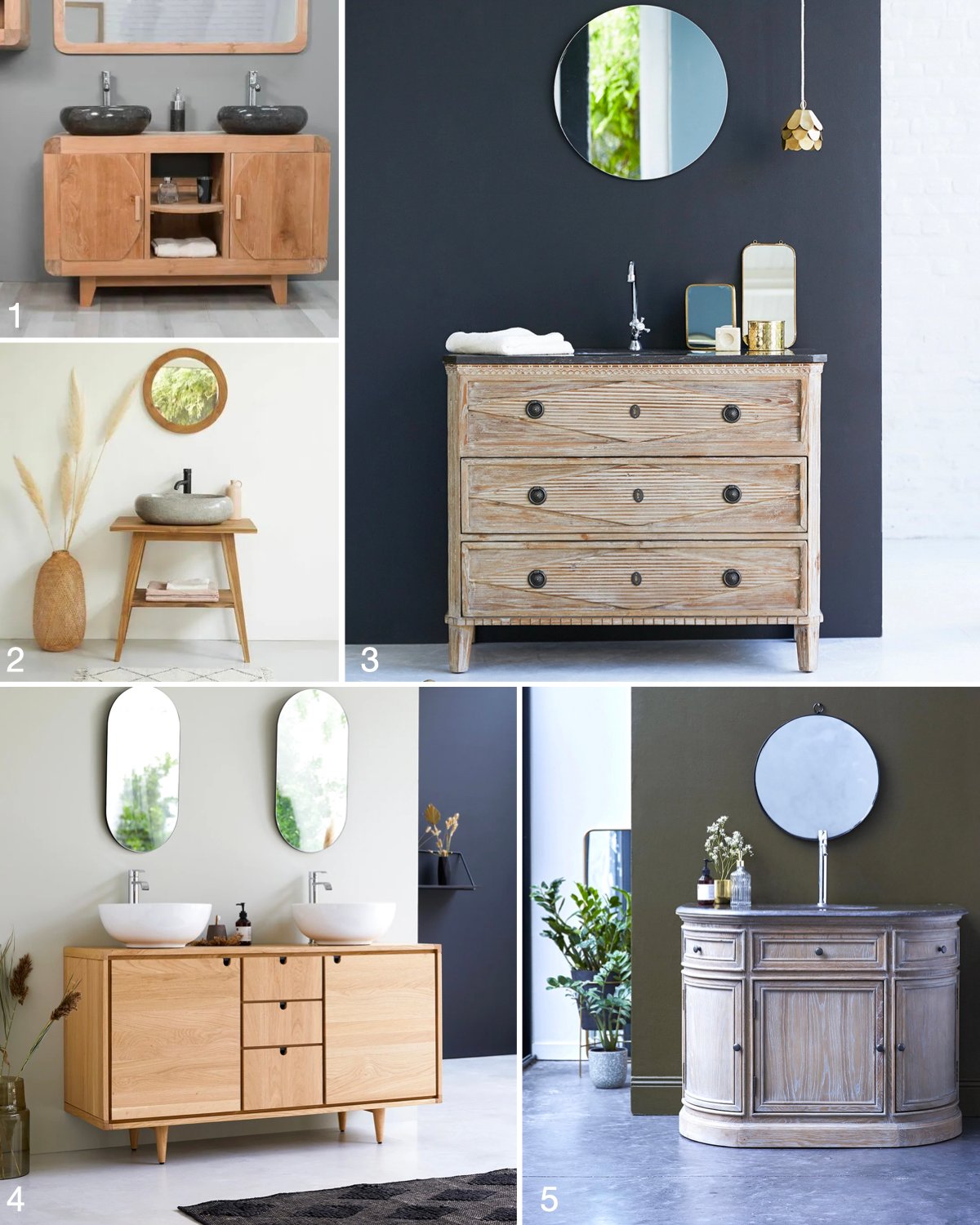 meuble de salle de bain rétro vasque design sur pieds