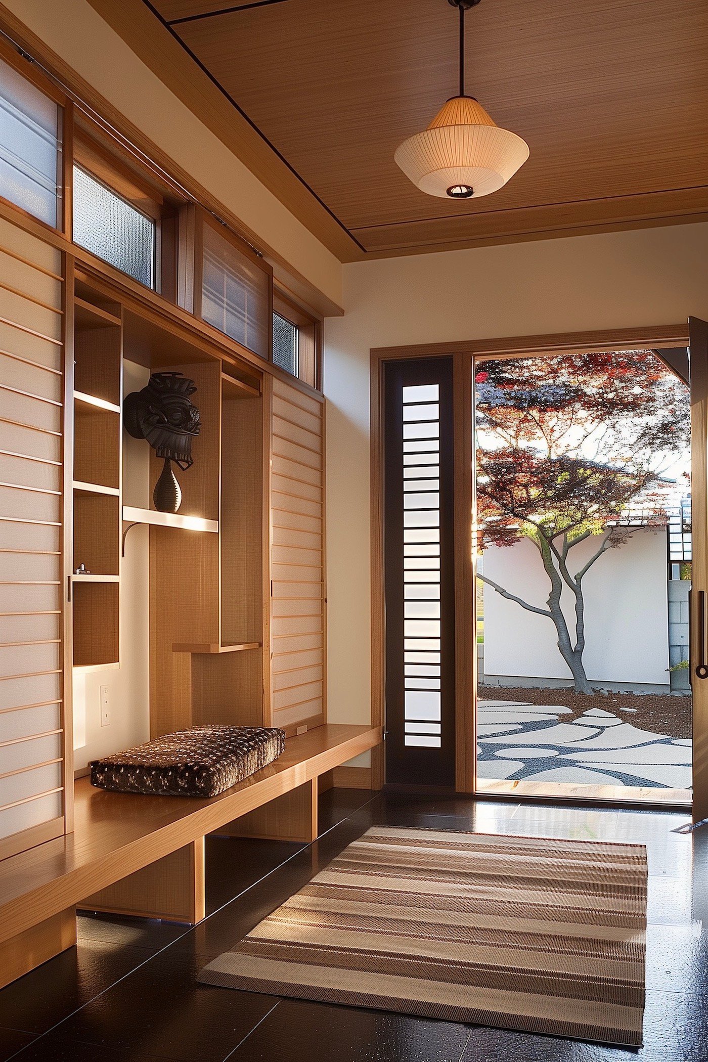 meuble entrée déco japonaise rangement bois