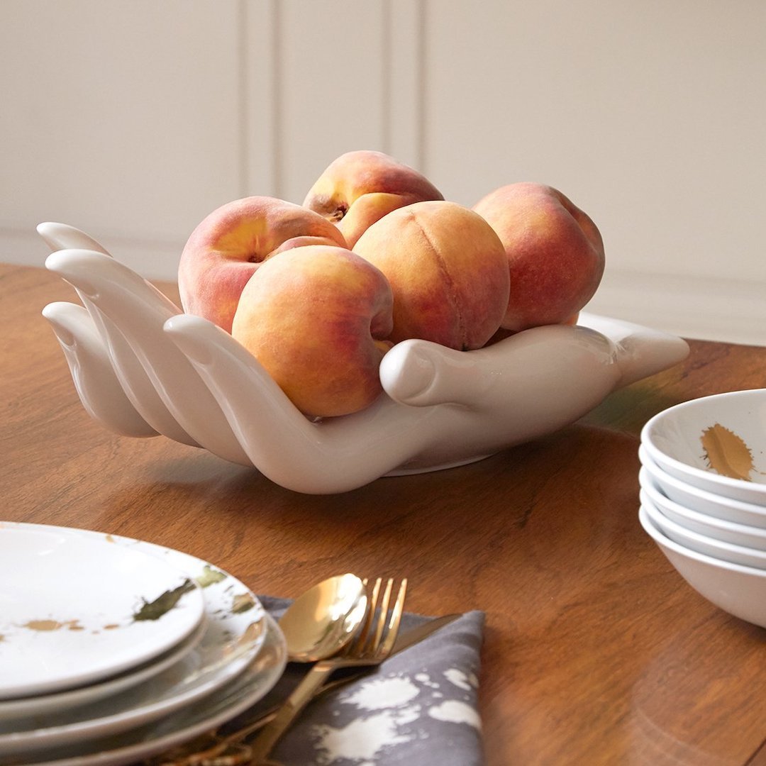 saladier fruit forme main blanc deco table cuisine