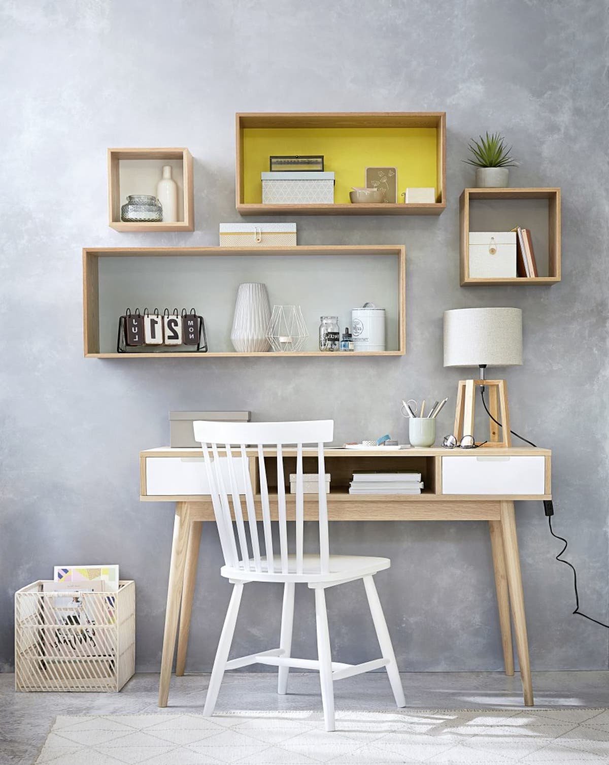 bureau ado mur béton brut loft étagère murale rectangulaire