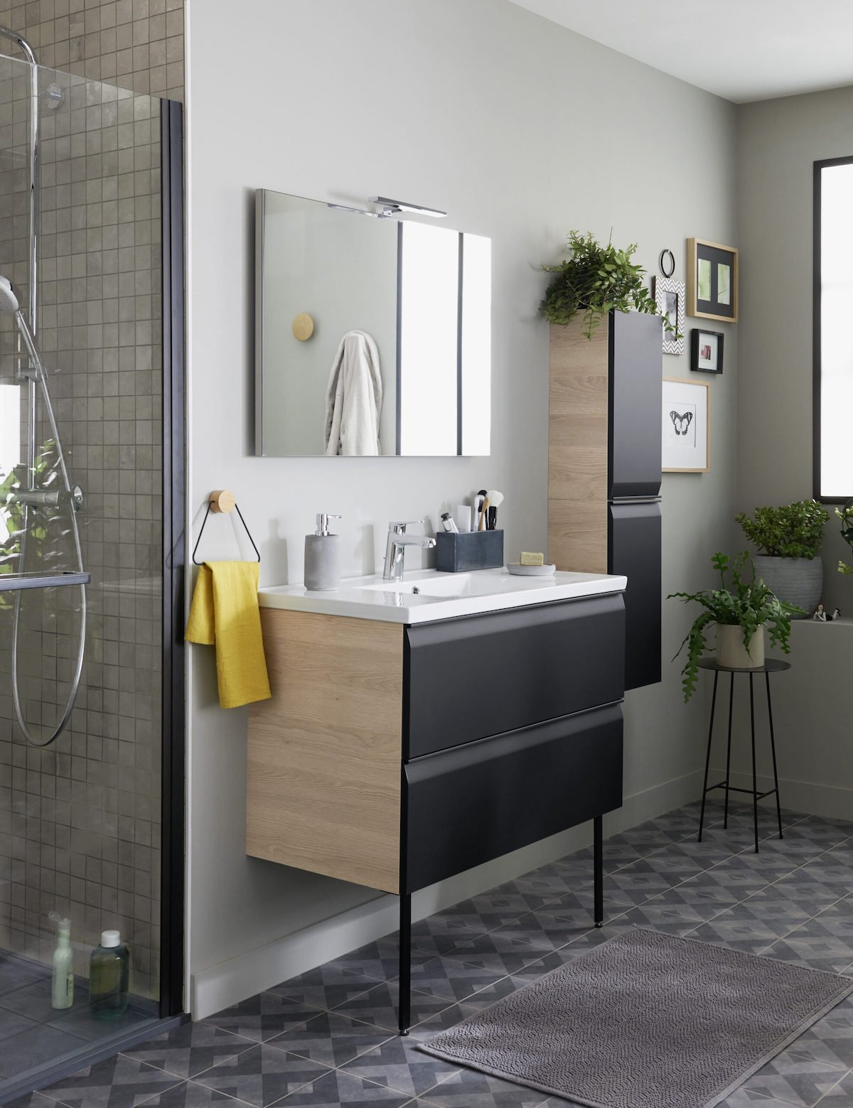 déco mur vert de gris céladon douche italienne - blog clem atc