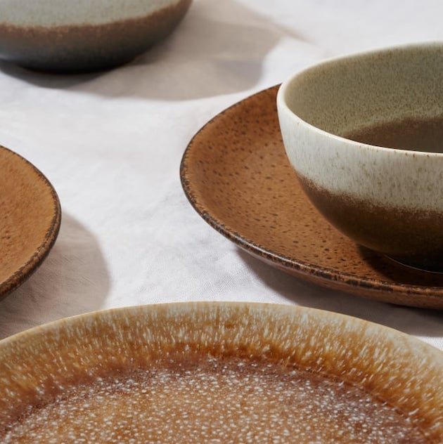 lot assiette bol rond marron rouge terracotta dégradé deco intérieure