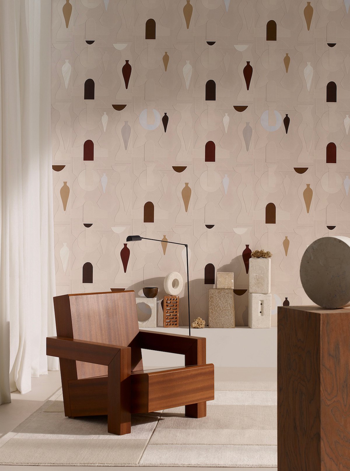 revêtement mur effet 3d motif amphore - blog déco - clem atc