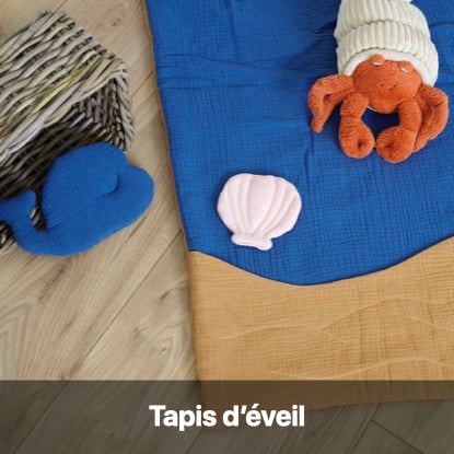 tapis d'éveil nourrisson chambre thème mer gaze coton bio