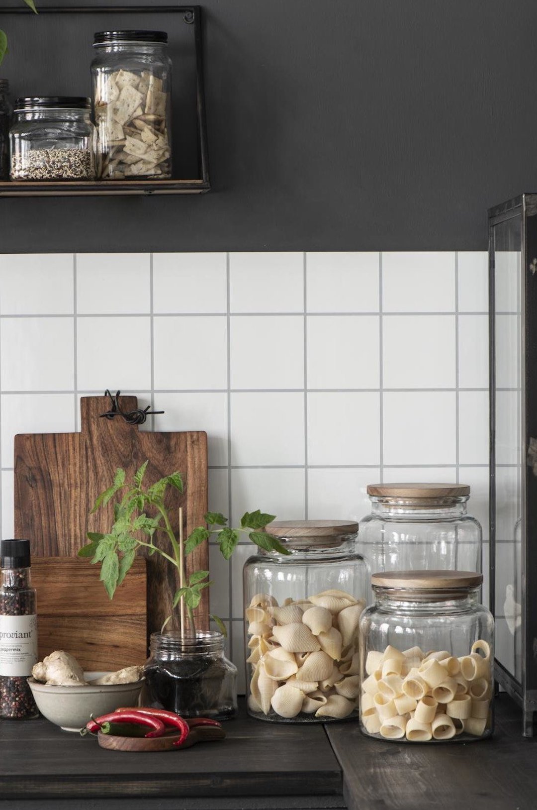 bocal verre rond couvercle bois deco cuisine rétro