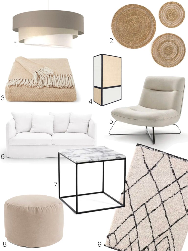 idée déco salon tons crèmes beige naturel