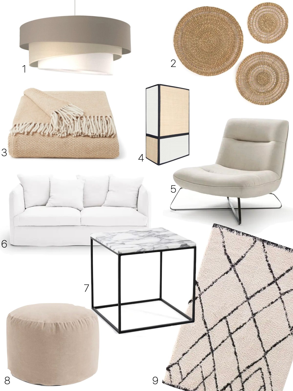 idée déco salon tons crèmes beige naturel